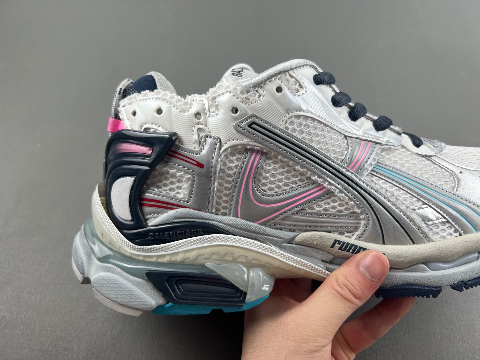 Ba1en*iaga runner sneaker in white/red/black