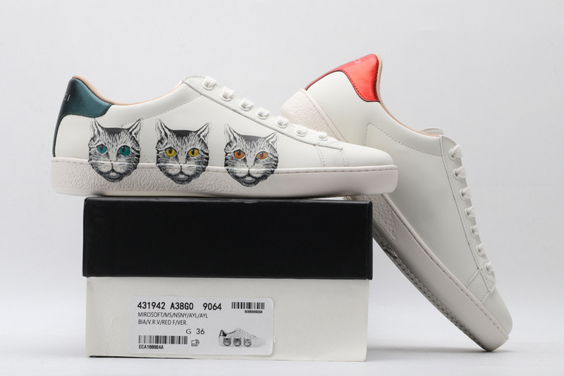 Gvc*1 ace embroidered low-top sneaker white with cat