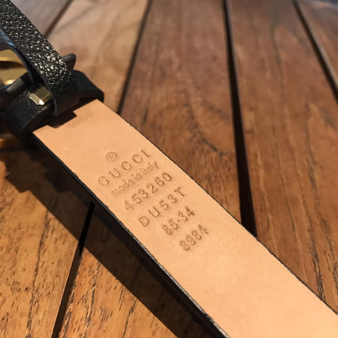 G*u*i leather belt with pearl double g buckle 476342