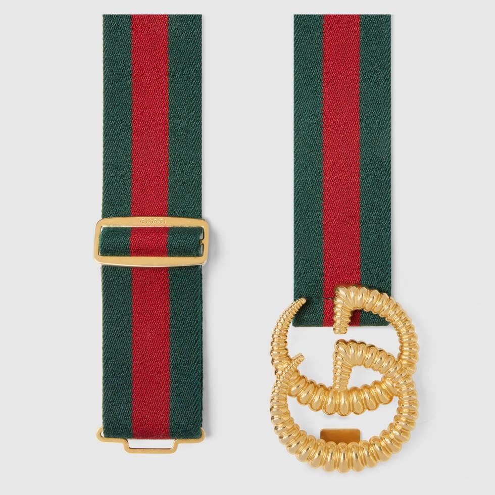 G*u*i web elastic belt with torchon double g buckle 524101