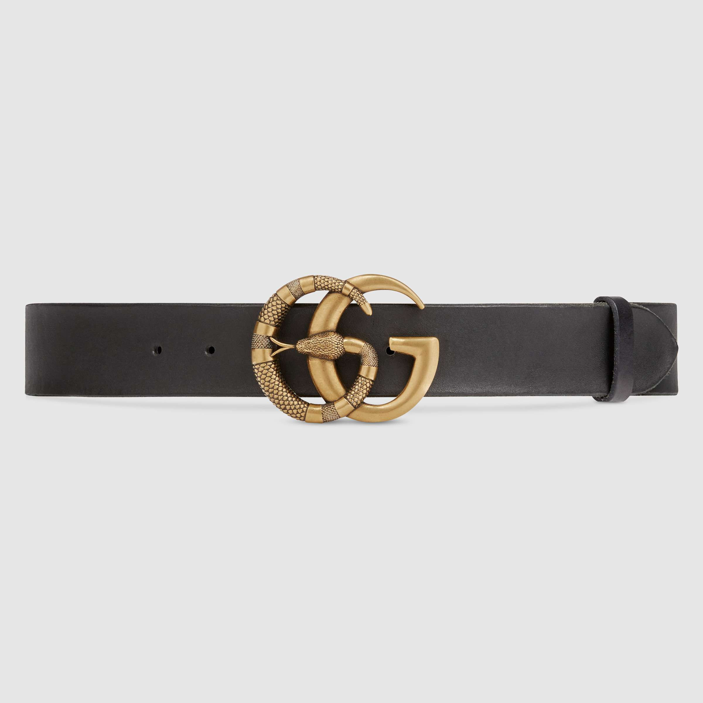 G*u*i leather belt with double g buckle with snake 458949