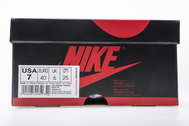 air jordan 1 retro high banned black red 555088-001