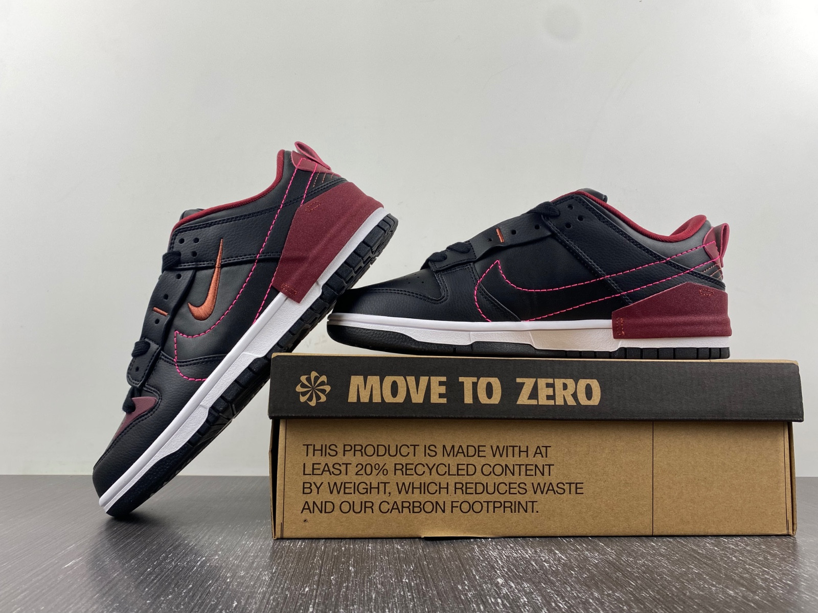 nike dunk low disrupt 2 black dark beetroot (women