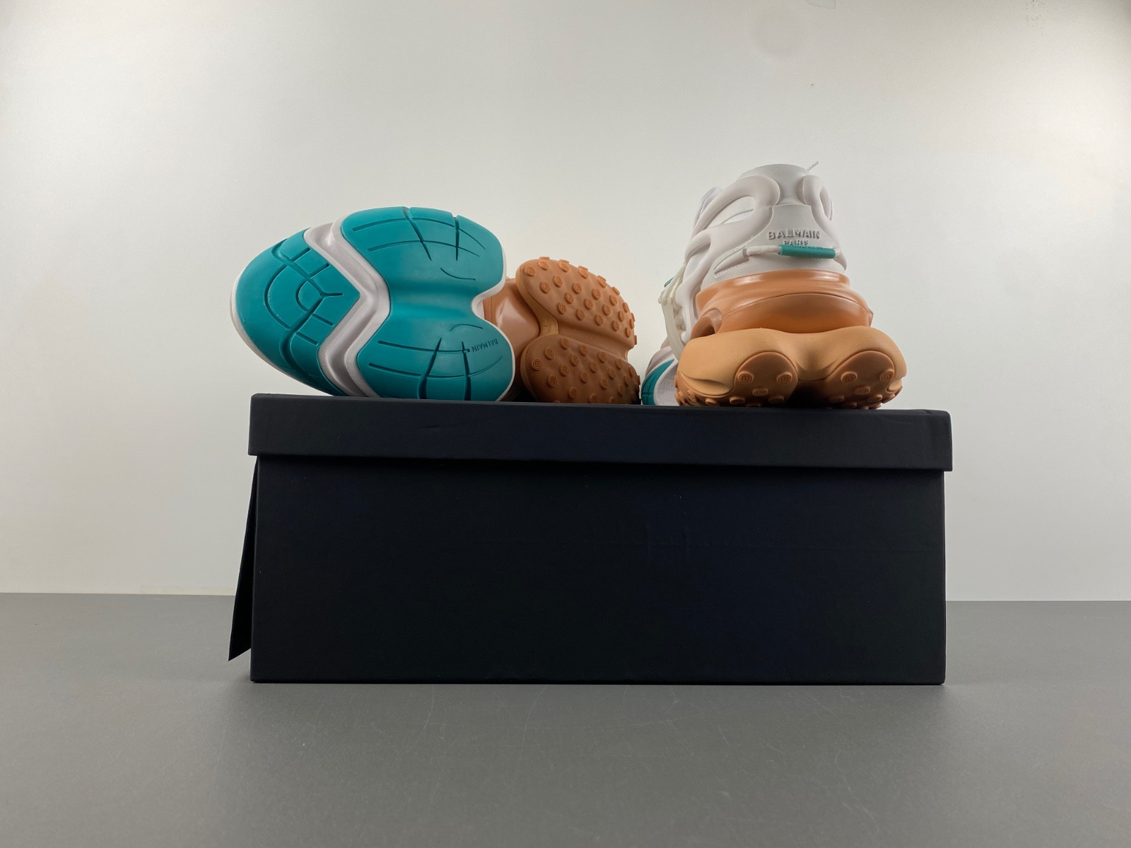 balmain neoprene and leather unicorn low-top sneakers