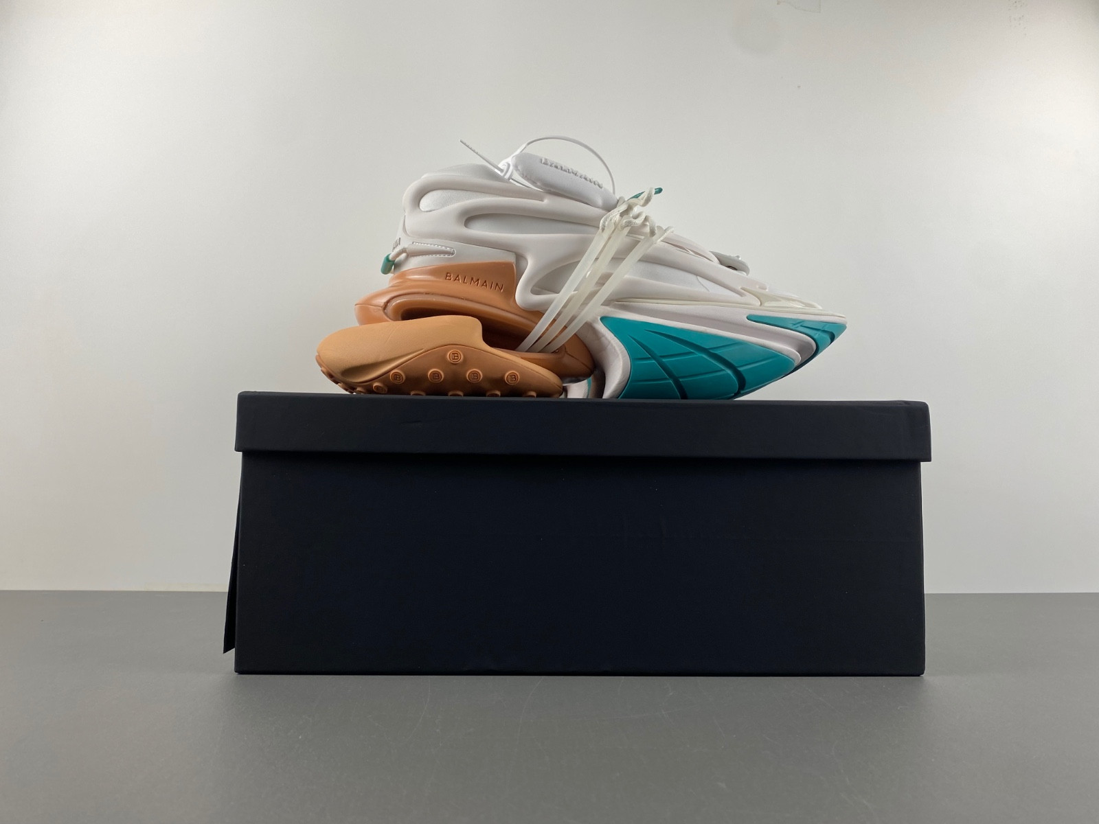 balmain neoprene and leather unicorn low-top sneakers