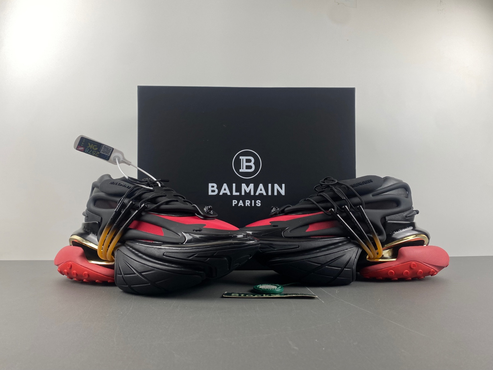 balmain neoprene and leather unicorn low-top sneakers