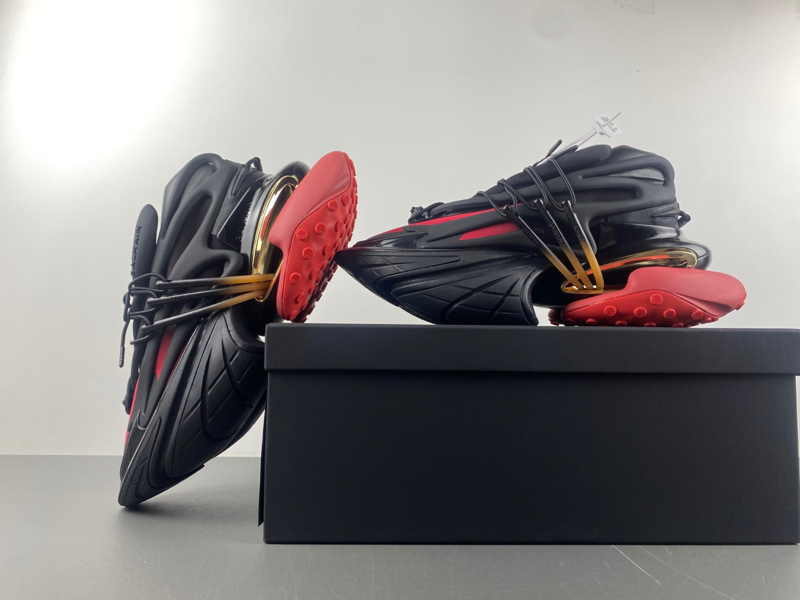 balmain neoprene and leather unicorn low-top sneakers