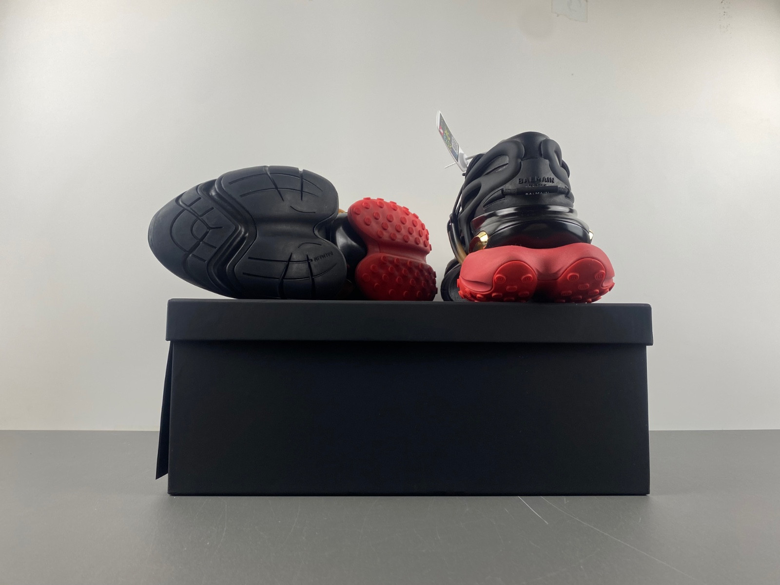 balmain neoprene and leather unicorn low-top sneakers