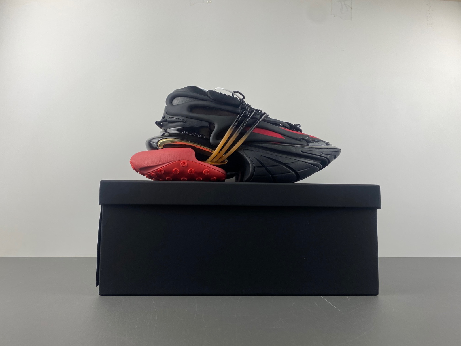 balmain neoprene and leather unicorn low-top sneakers