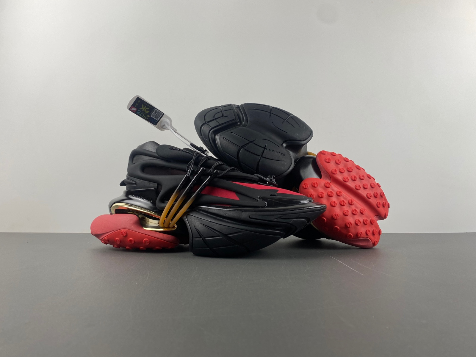 balmain neoprene and leather unicorn low-top sneakers