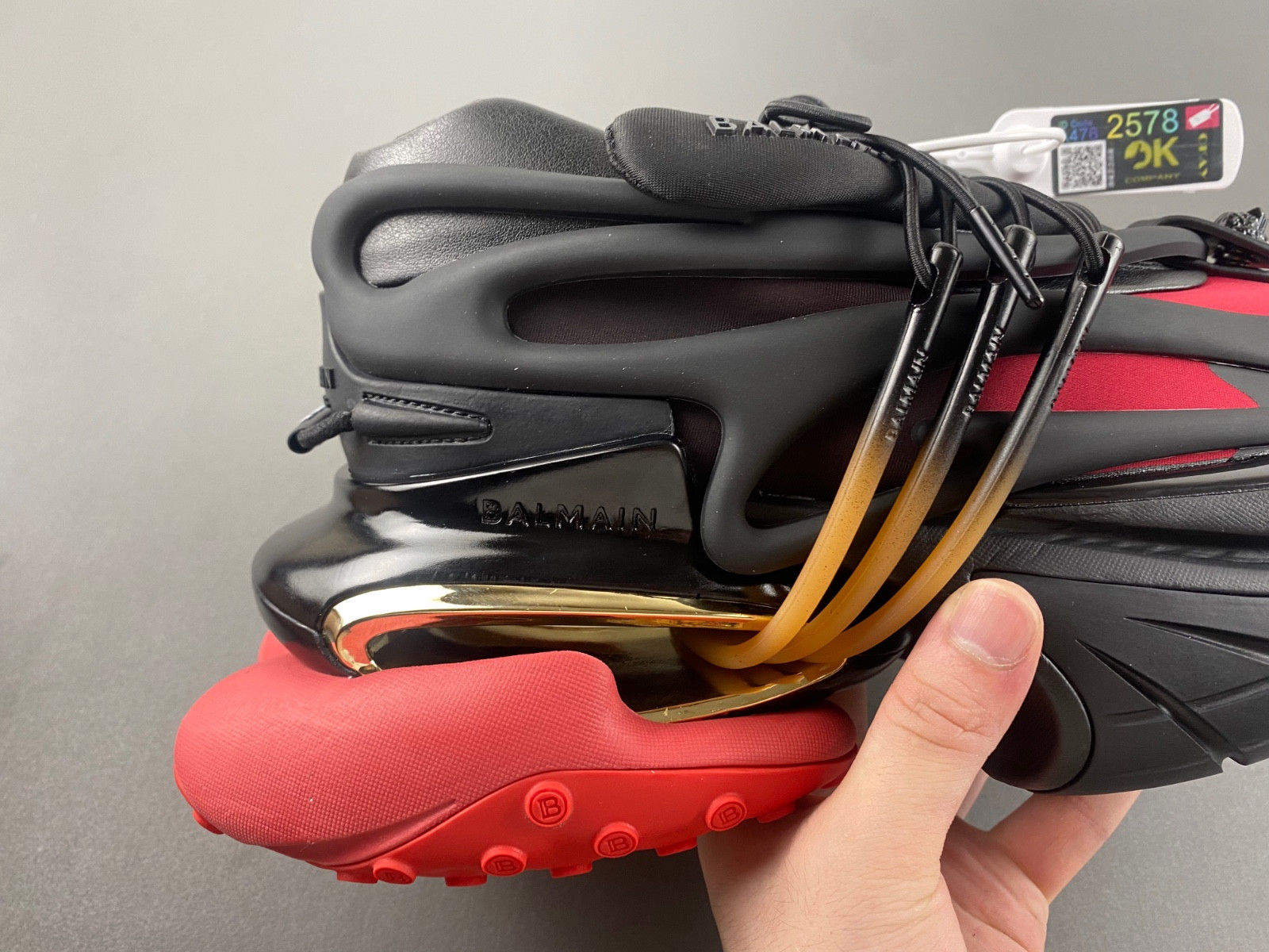 balmain neoprene and leather unicorn low-top sneakers