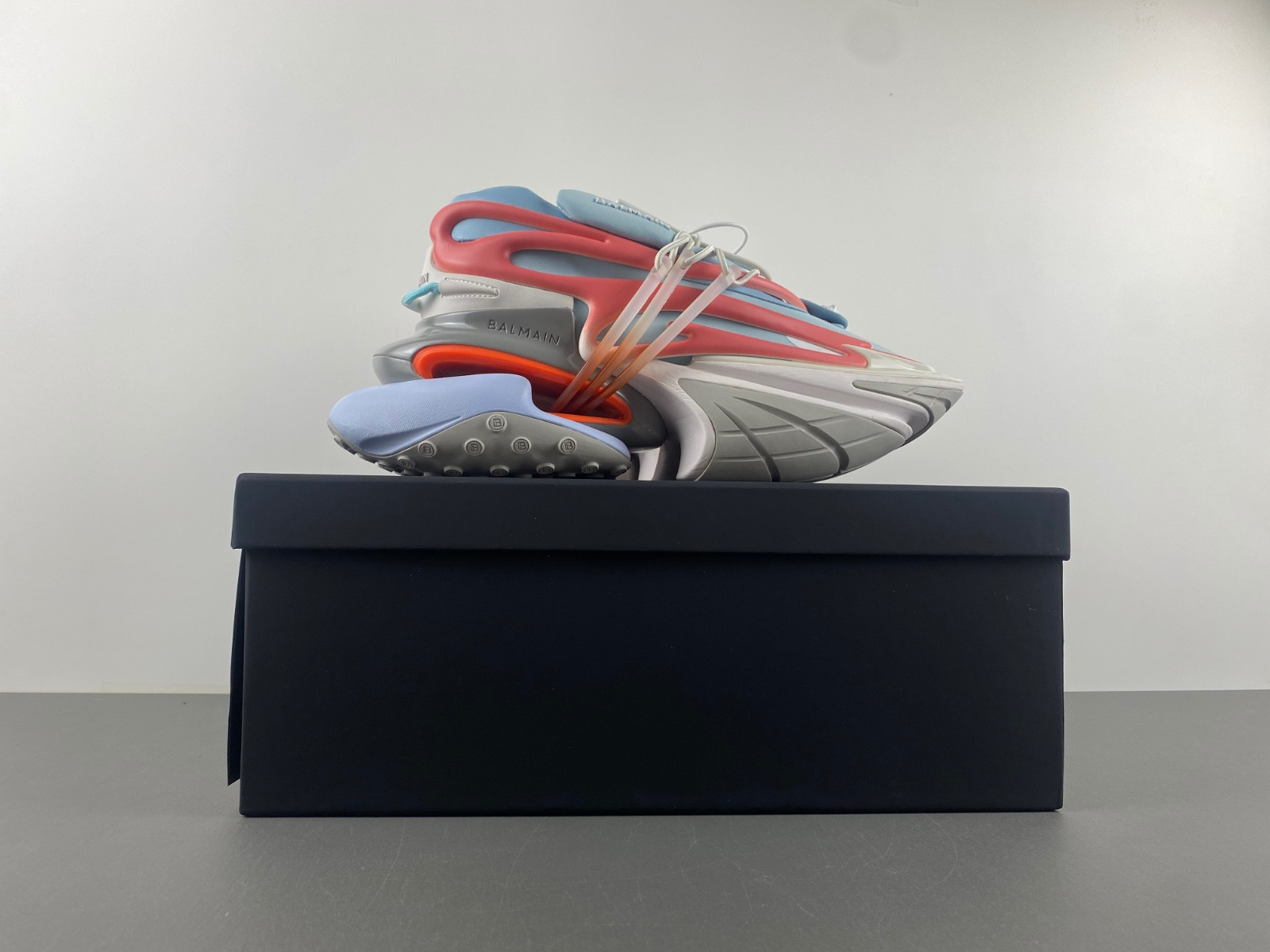 balmain neoprene and leather unicorn low-top sneakers