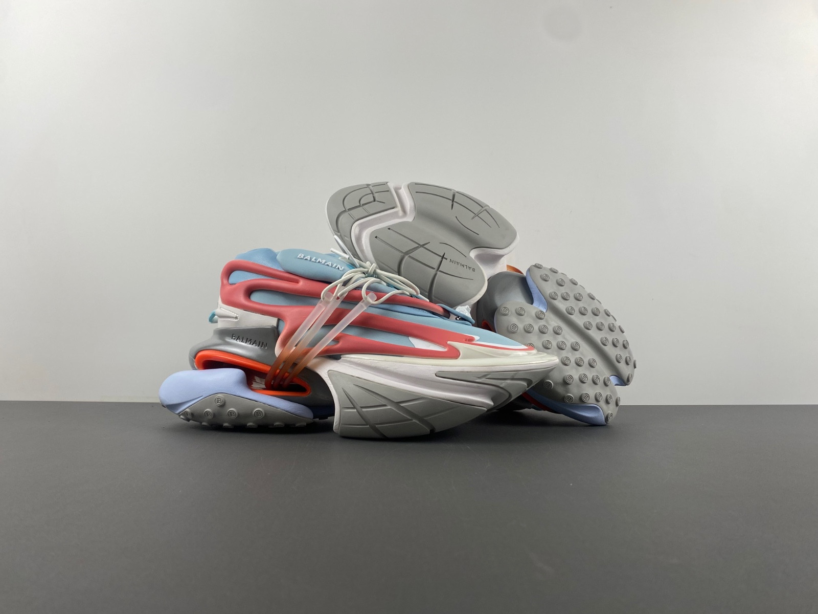 balmain neoprene and leather unicorn low-top sneakers