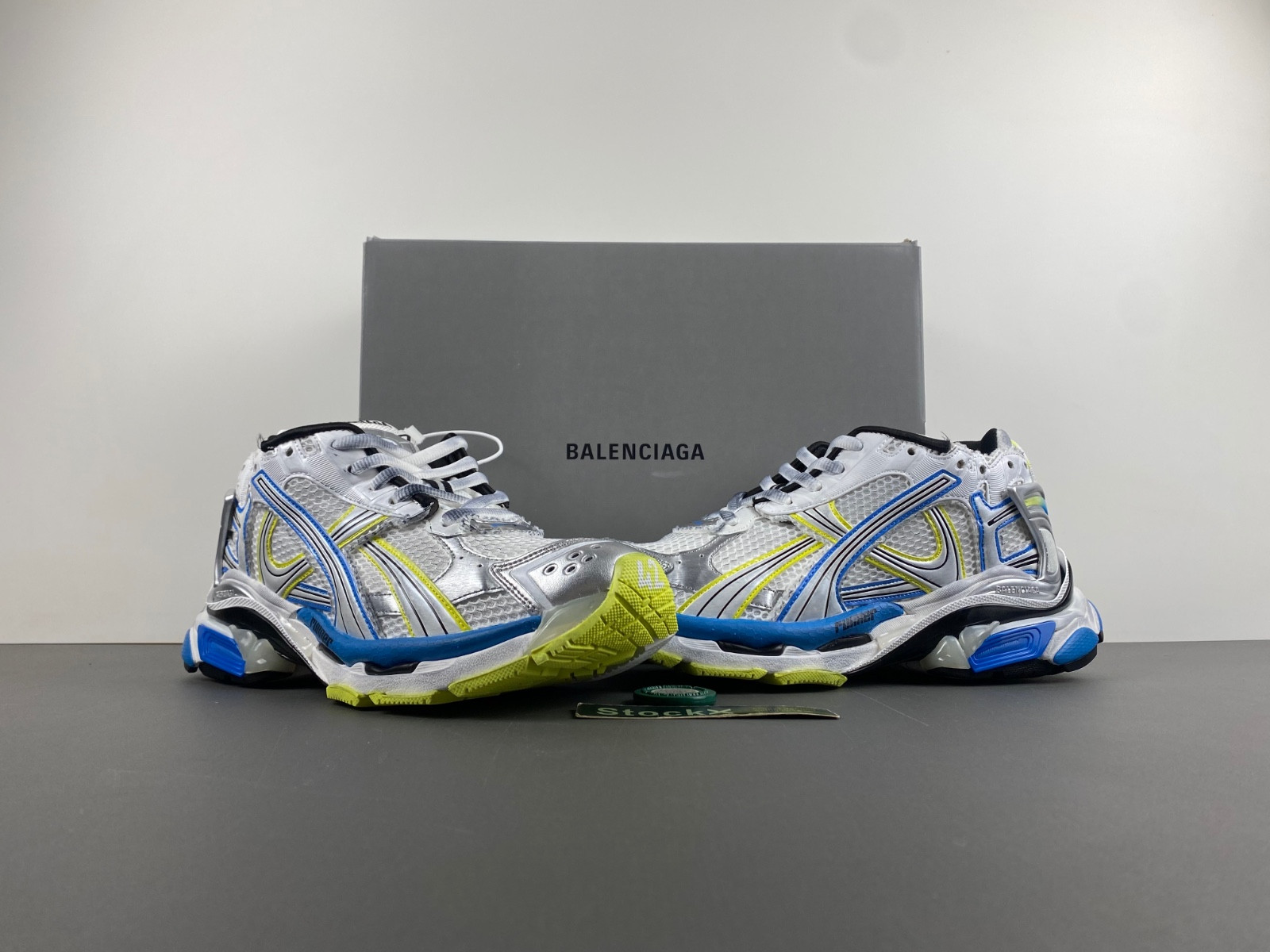 Ba*len*cia*ga runner sneaker in white/yellow/blue