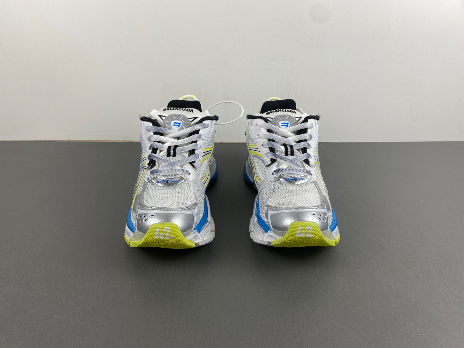 Ba*len*cia*ga runner sneaker in white/yellow/blue
