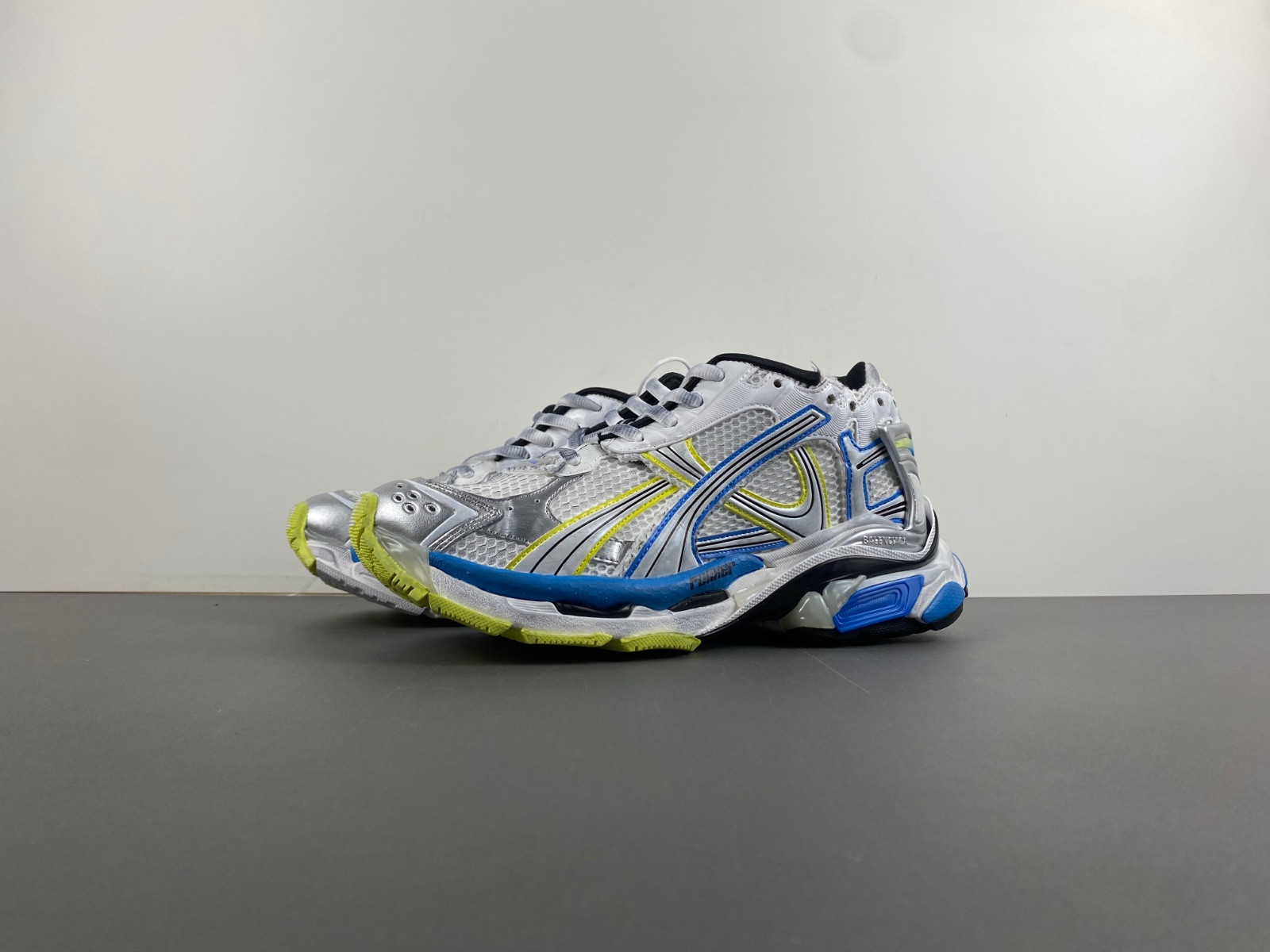 Ba*len*cia*ga runner sneaker in white/yellow/blue