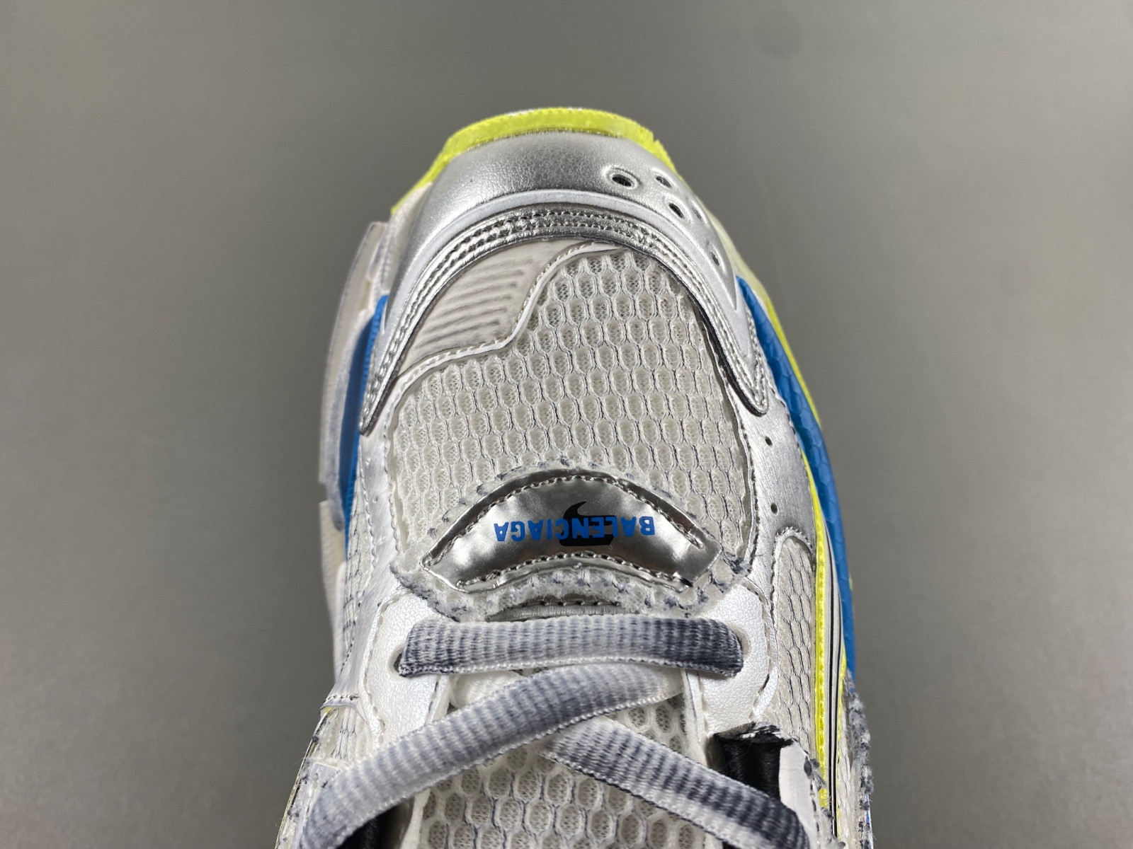 Ba*len*cia*ga runner sneaker in white/yellow/blue