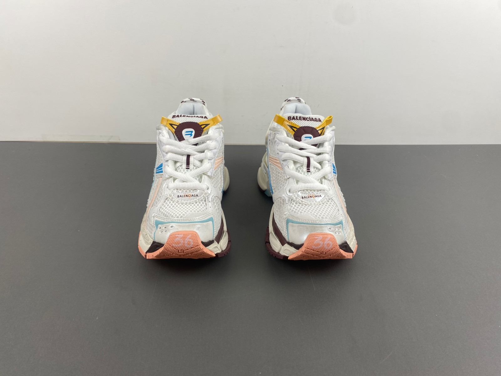Ba*len*cia*ga runner sneaker in white/yellow/pink/blue