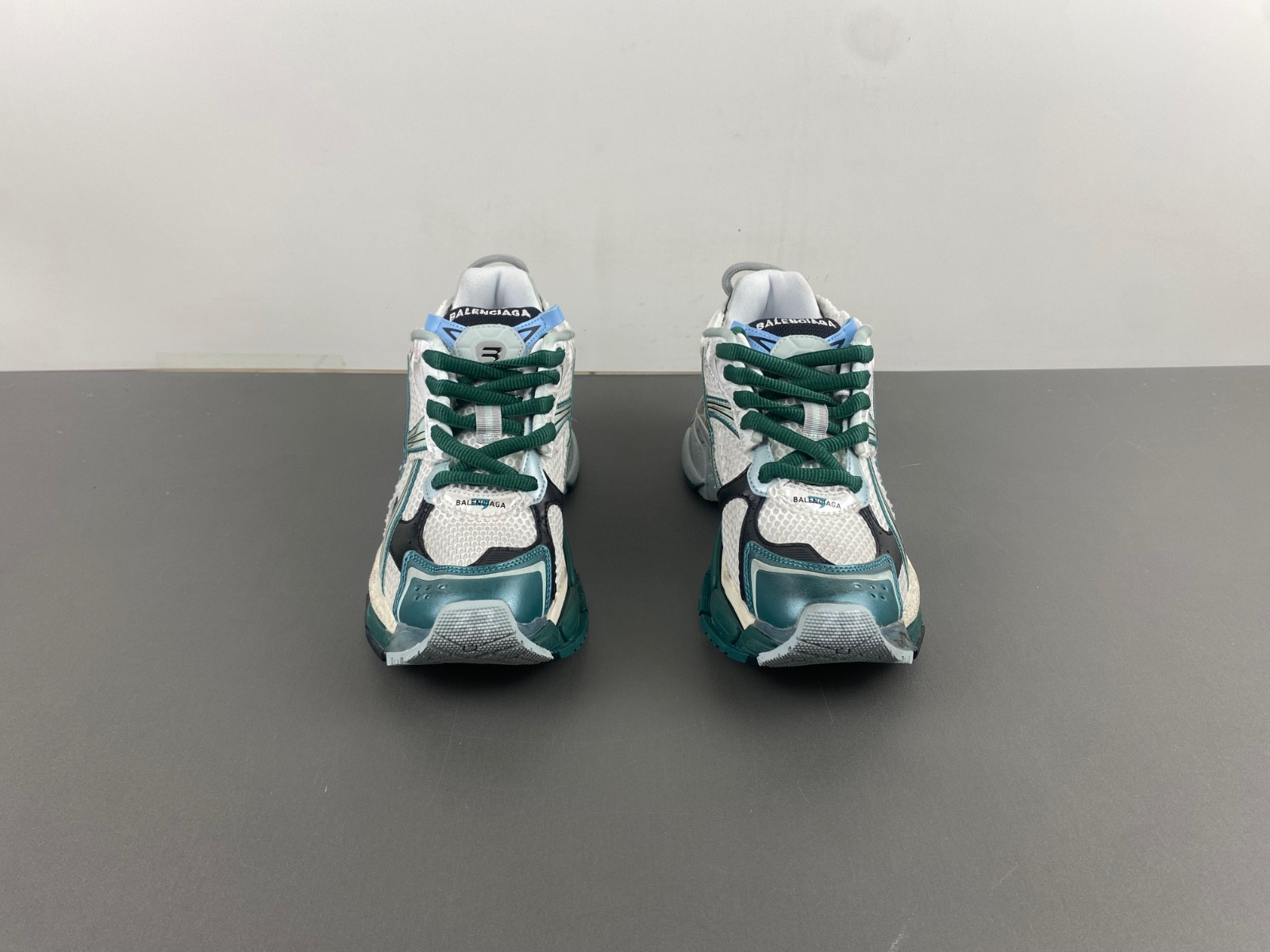Ba*len*cia*ga runner sneaker in white/green/blue