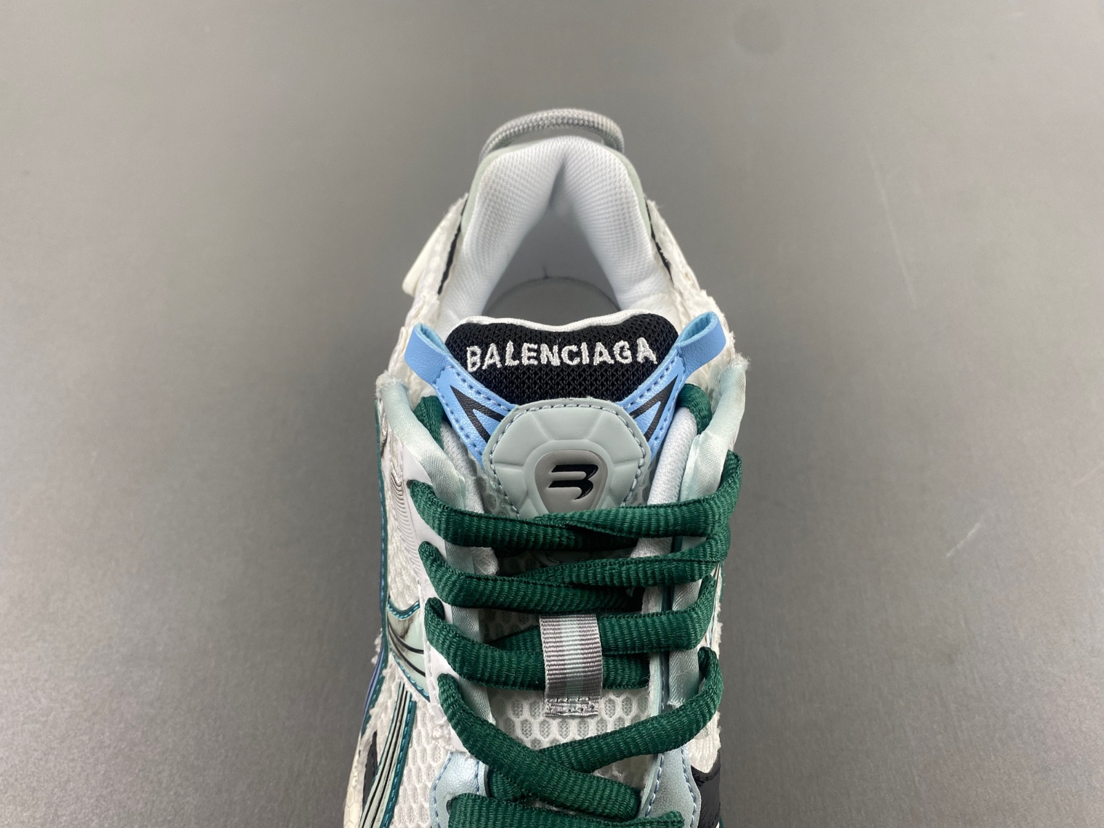 Ba*len*cia*ga runner sneaker in white/green/blue