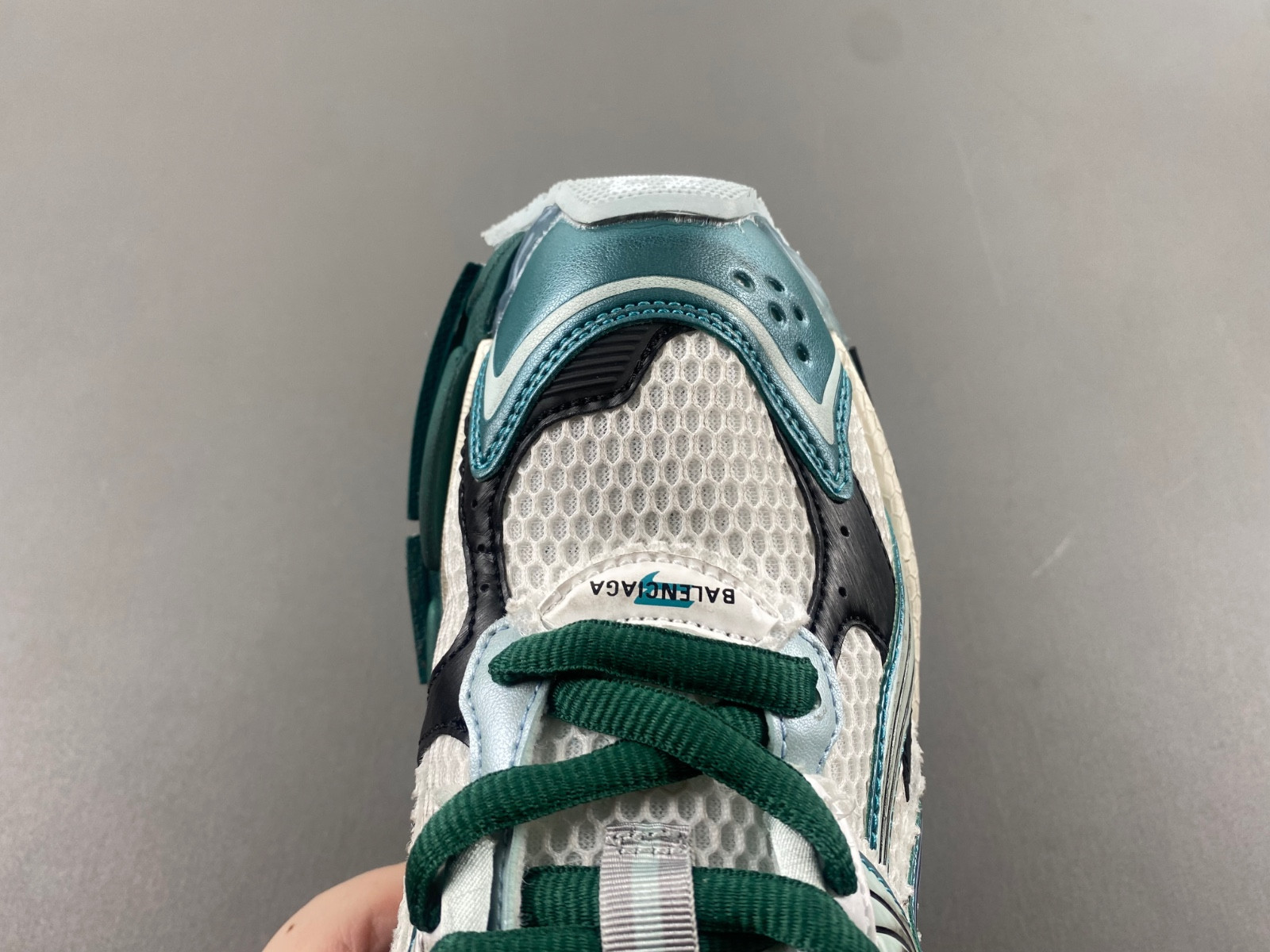 Ba*len*cia*ga runner sneaker in white/green/blue