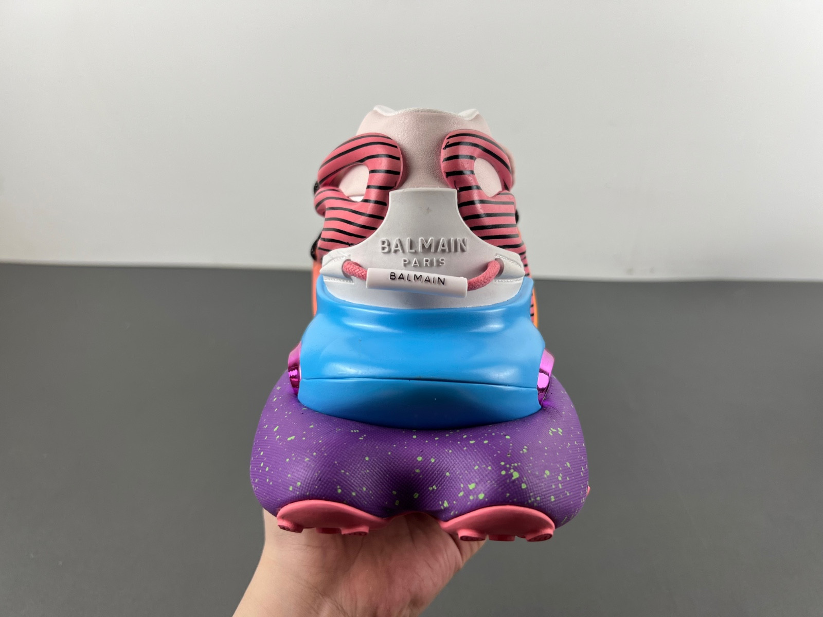 balmain neoprene and leather unicorn low-top sneakers