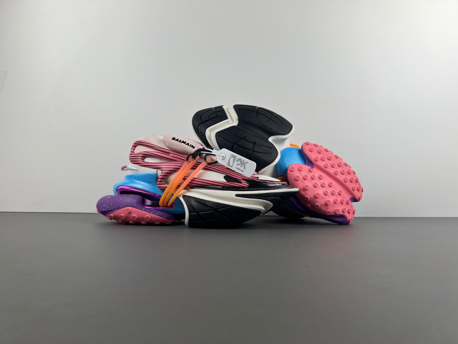 balmain neoprene and leather unicorn low-top sneakers