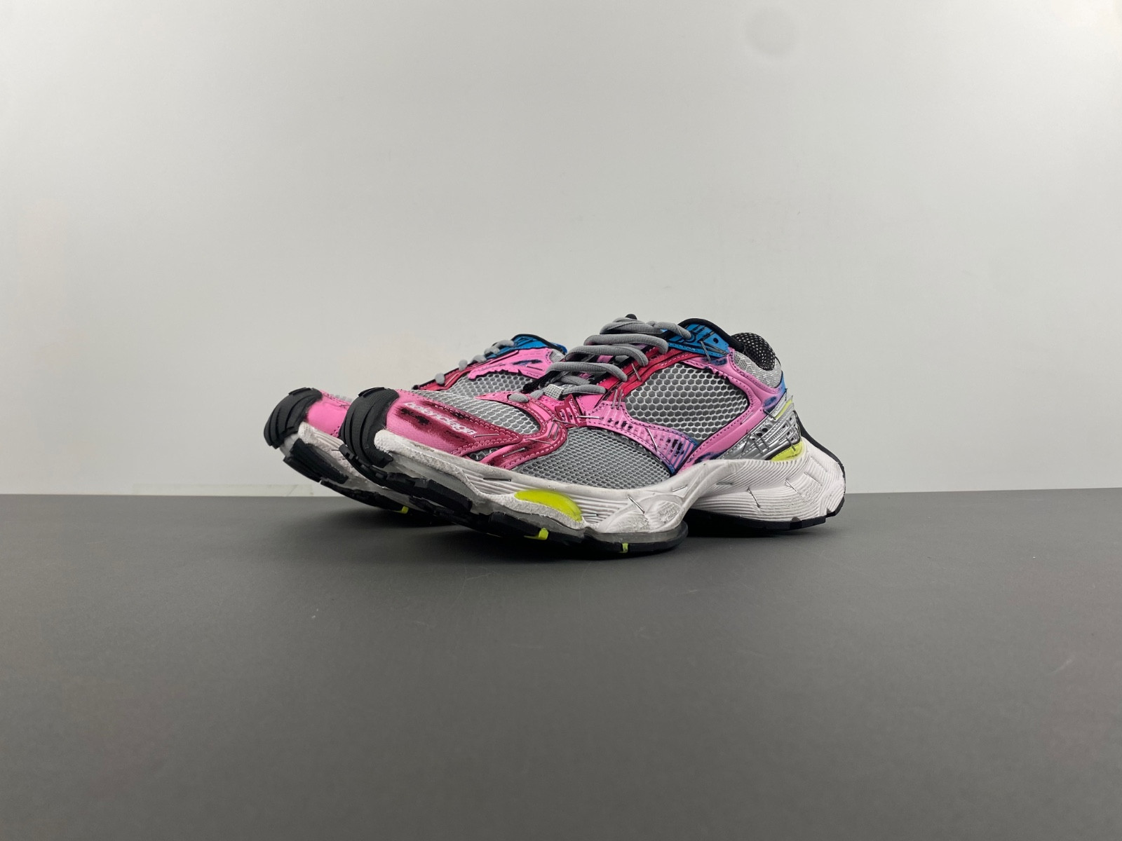 Ba*len*cia*ga women''s stapler sneaker in grey/blue/pink/neon yellow/white