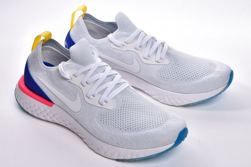 nike epic react flyknit white racer blue pink blast aq0067-101