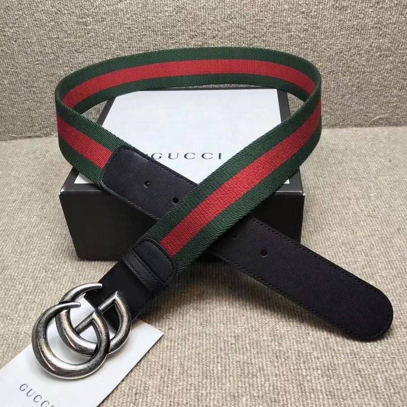 G*u*i gg buckle striped webbing belt w12080-1