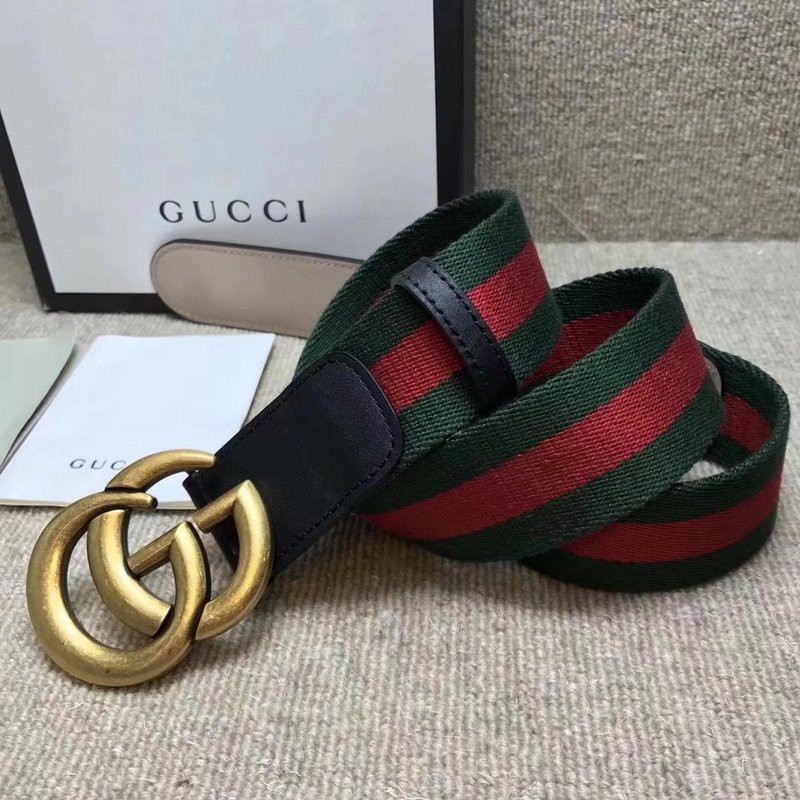 G*u*i gg buckle striped webbing belt w12080-1