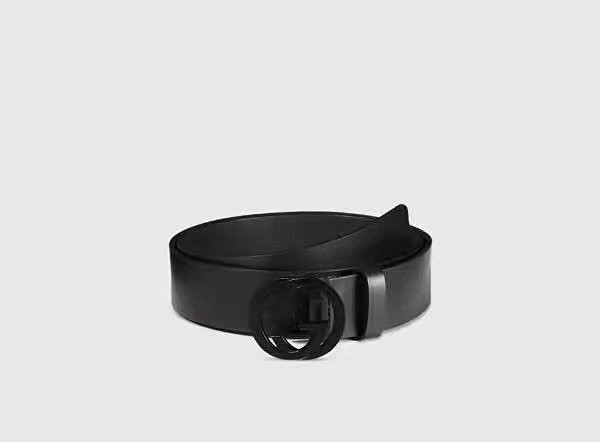 G*u*i leather belt with interlocking g buckle 368186