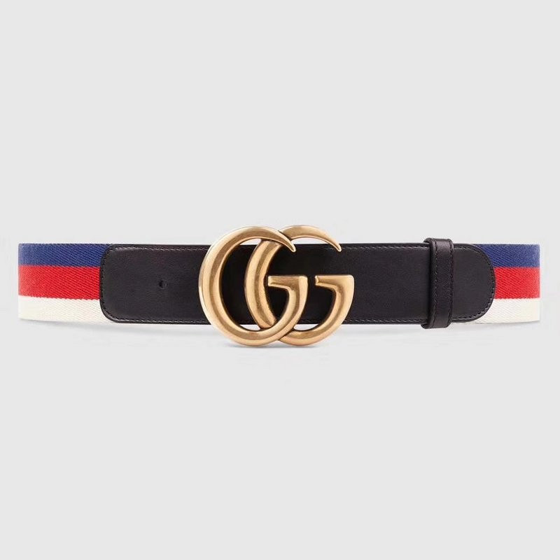 gg buckle striped webbing belt w12080