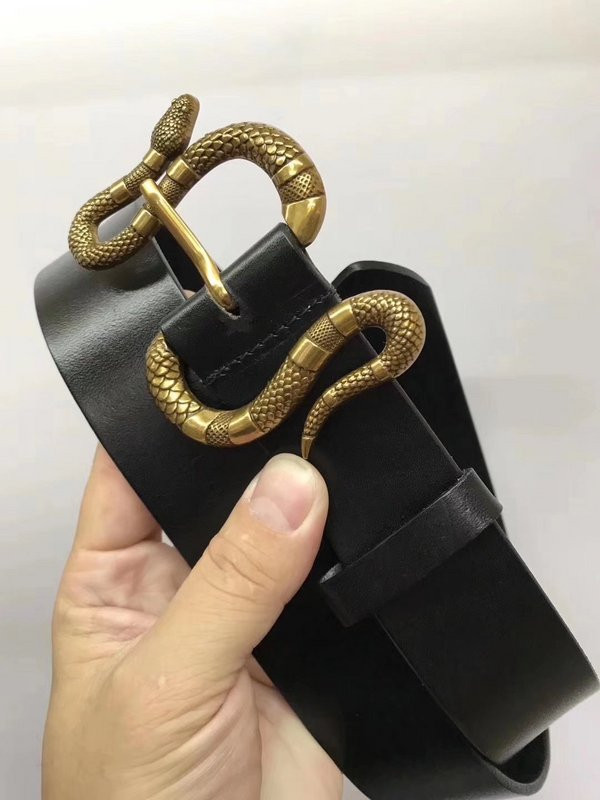 G*u*i leather belt with snake buckle 458935