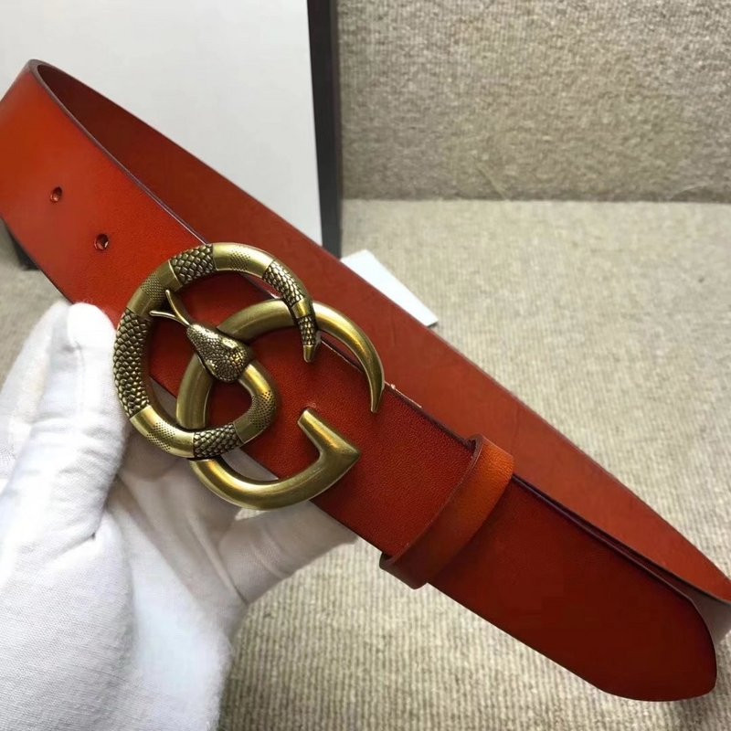 G*u*i leather belt with double g buckle with snake 458949
