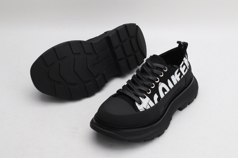 alex mcq tread slick lace up in black with letters