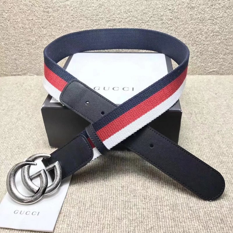 gg buckle striped webbing belt w12080