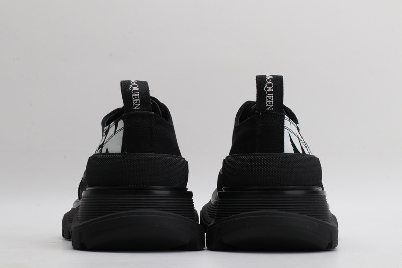 alex mcq tread slick lace up in black with letters