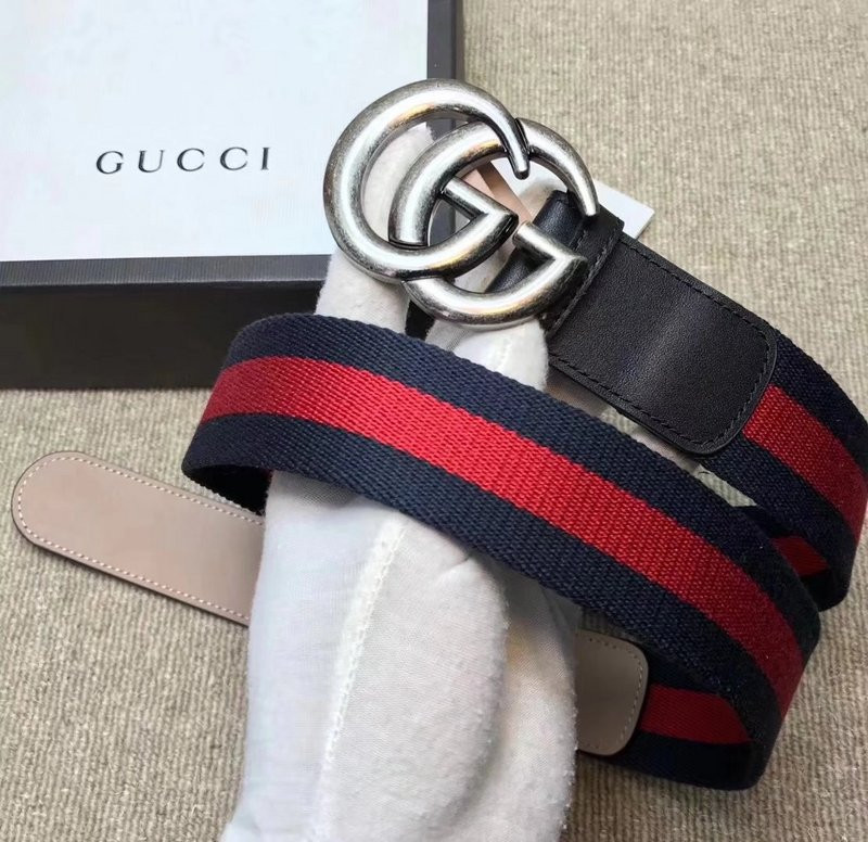 G*u*i gg buckle striped webbing belt w12080-2