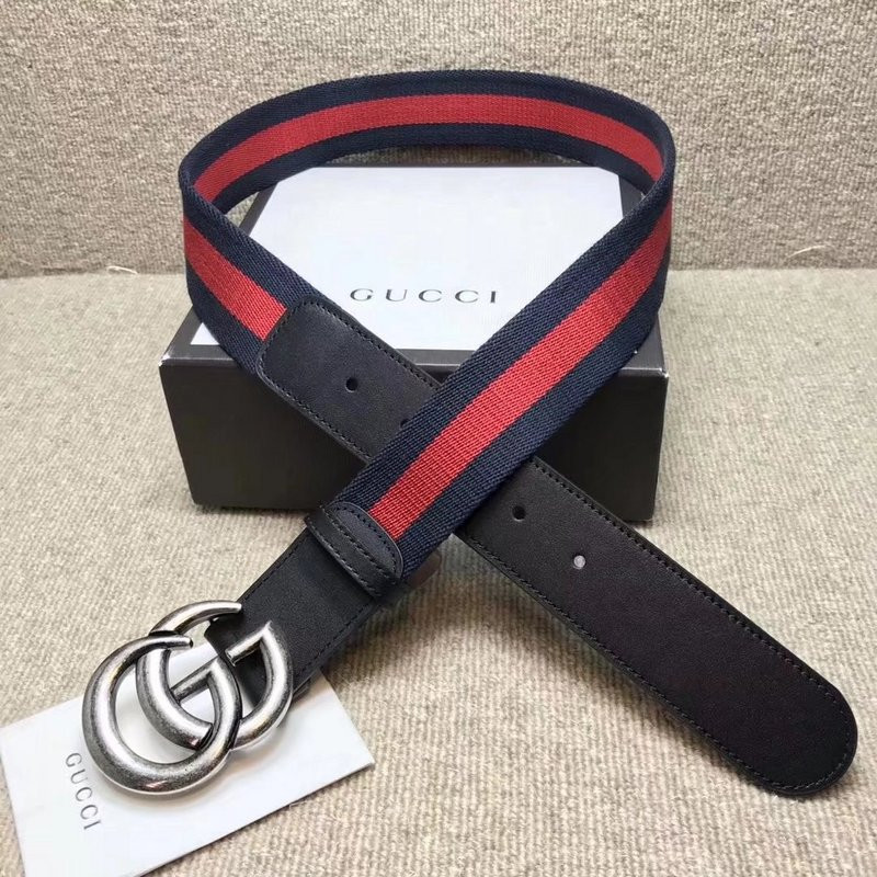 G*u*i gg buckle striped webbing belt w12080-2