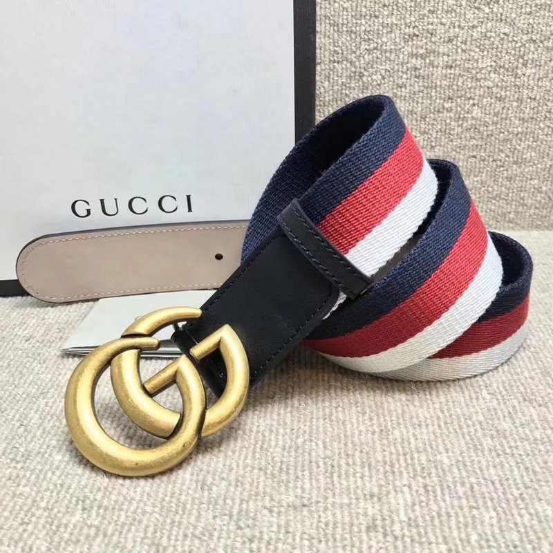 gg buckle striped webbing belt w12080