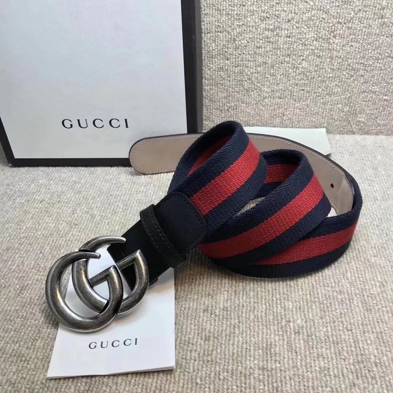 G*u*i gg buckle striped webbing belt w12080-2