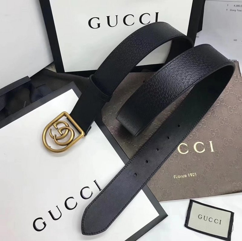 G*u*i ‎leather belt with framed double g 495128