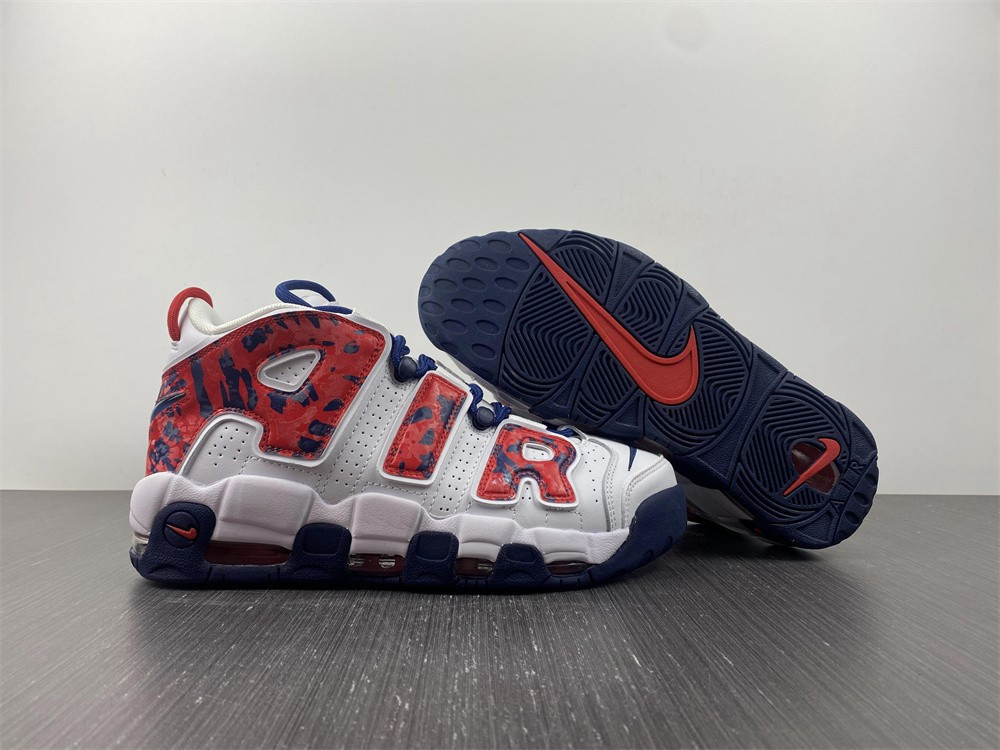 nike air more uptempo white blue red camo (gs) cz7885-100