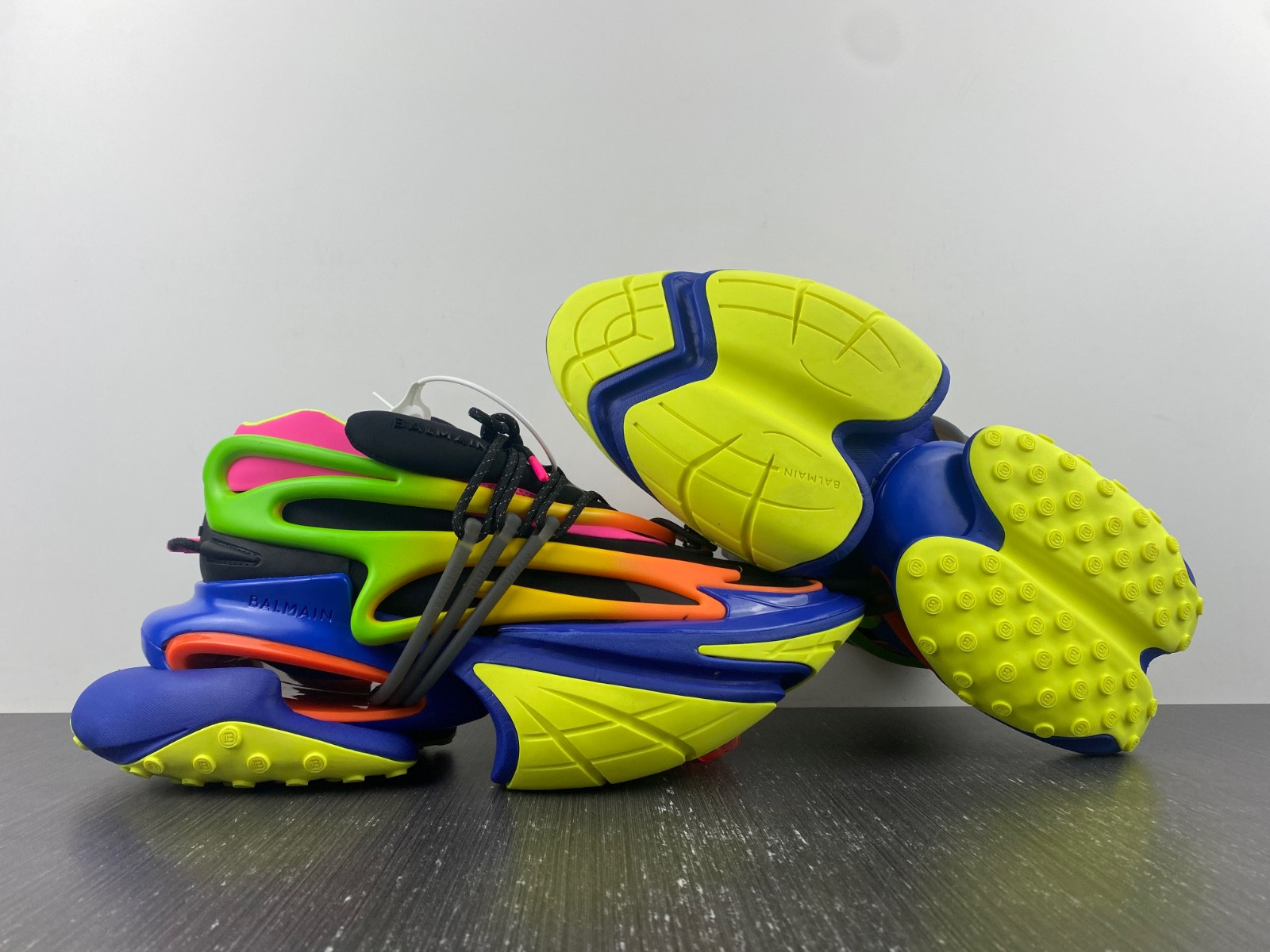 balmain neoprene and leather unicorn low-top sneakers am1vj308