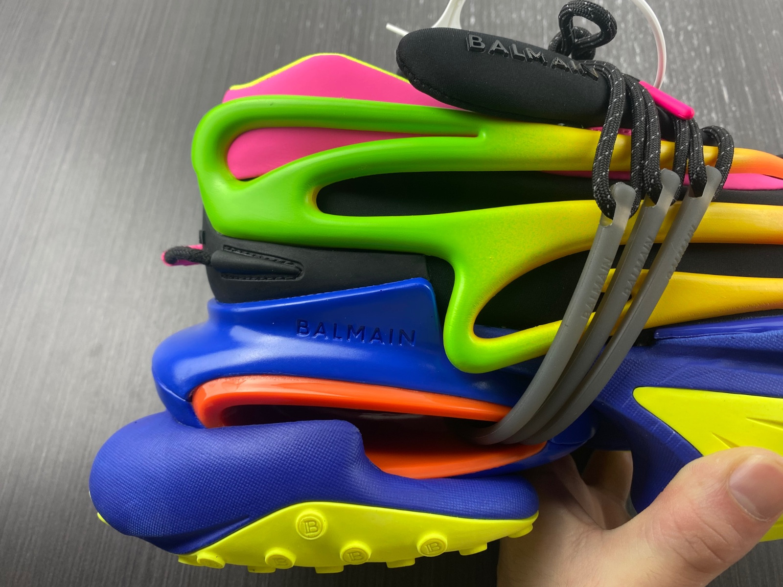 balmain neoprene and leather unicorn low-top sneakers am1vj308