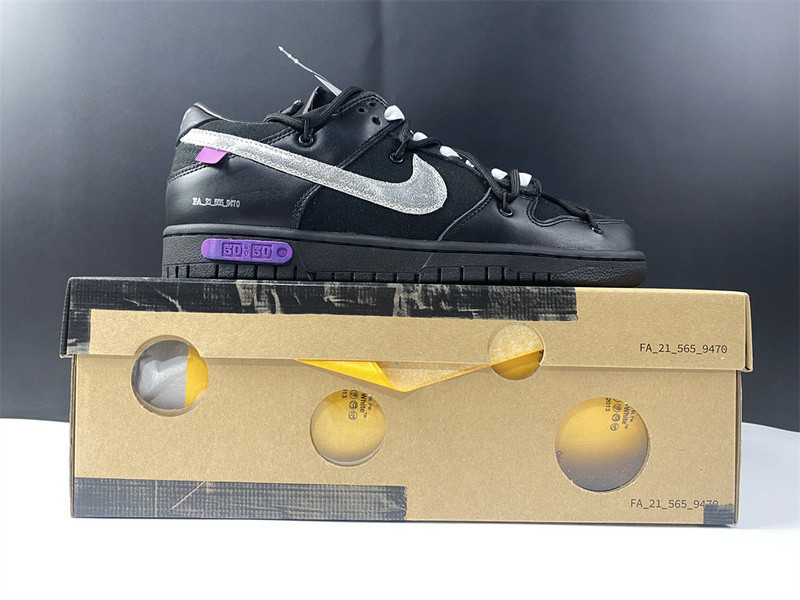 owt™ x nike dunk low "the 50" black/silver dm1602-001