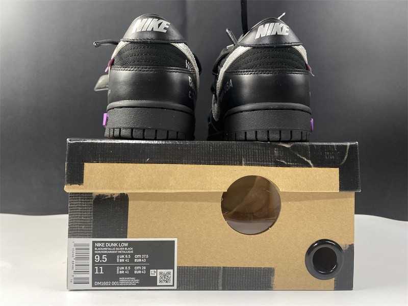 owt™ x nike dunk low "the 50" black/silver dm1602-001