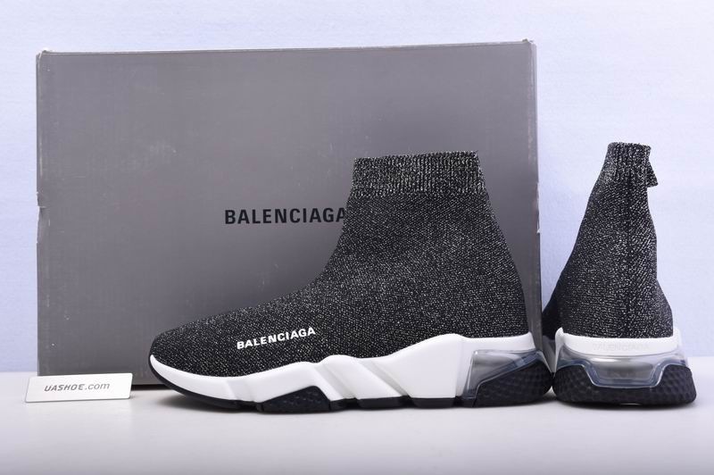 Ba*len*cia*ga speed trainer sneakers black sliver