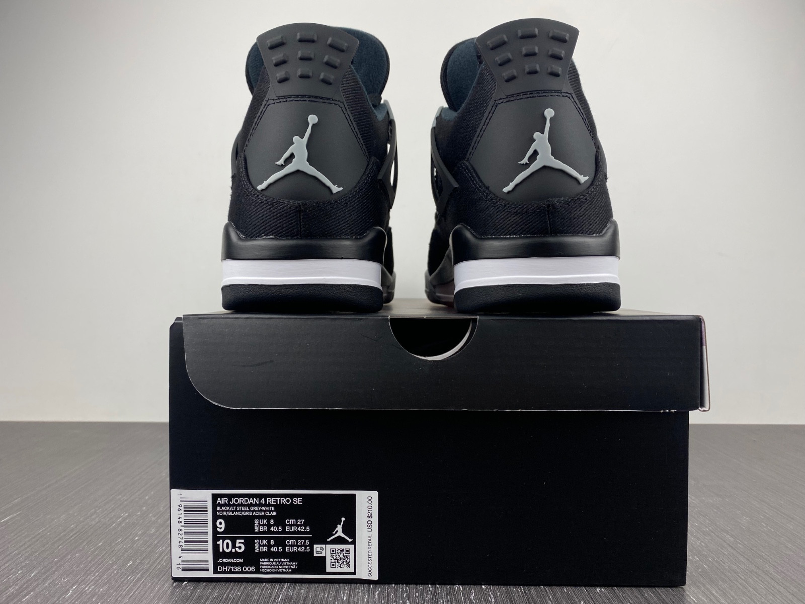air jordan 4 black canvas dh7138-006